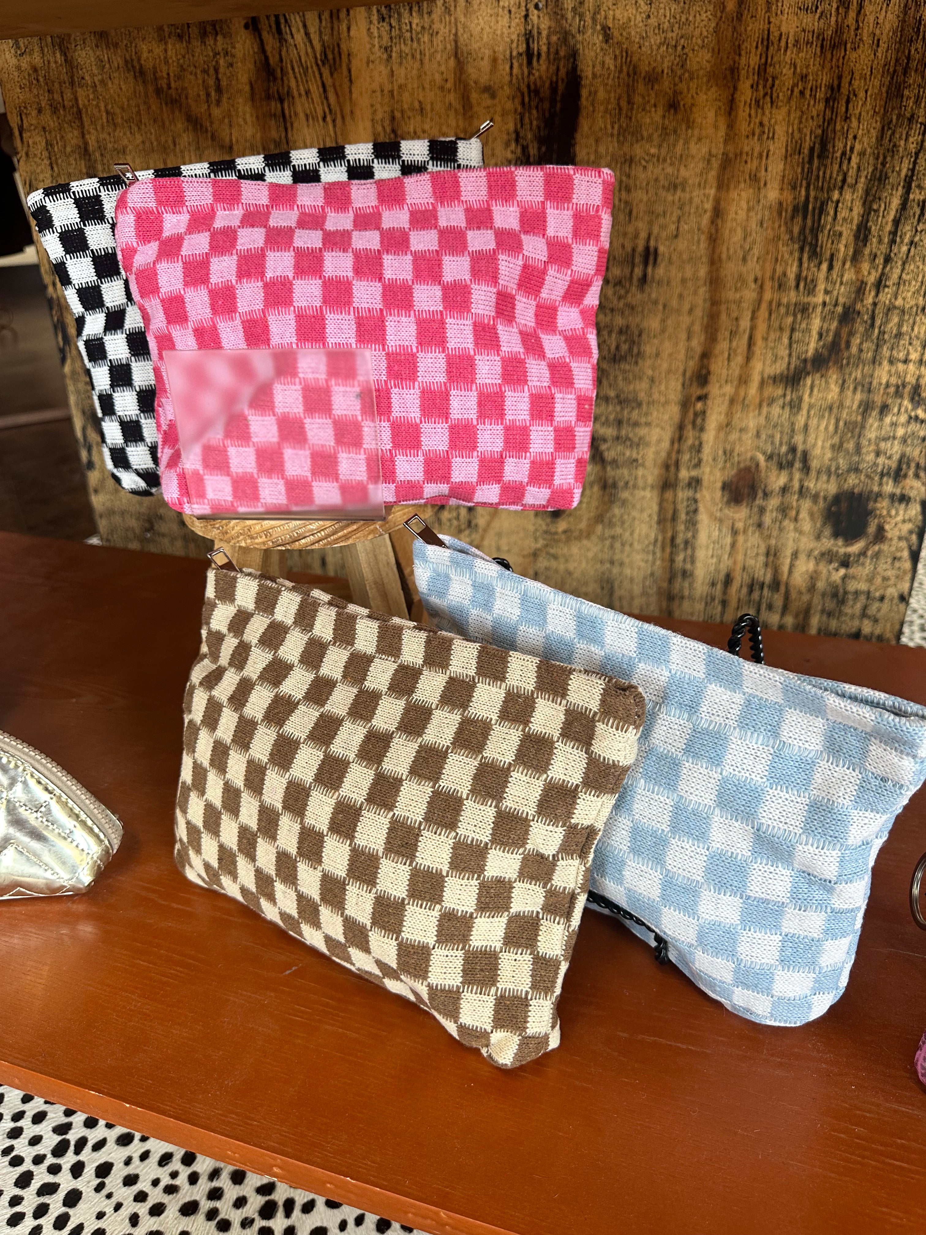 Checkered Makeup Bag