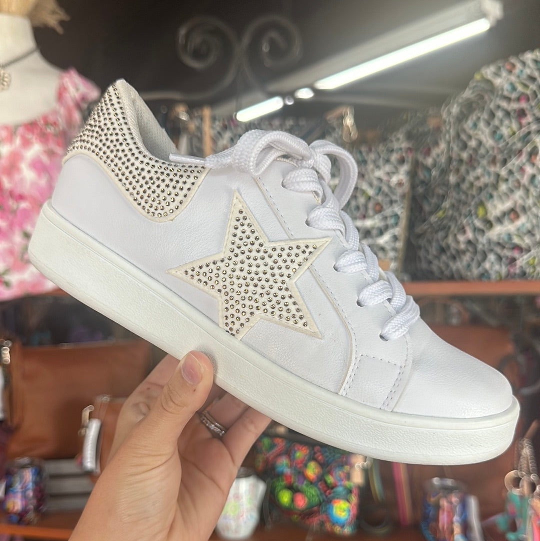 MS White & Gold Star Sneaker