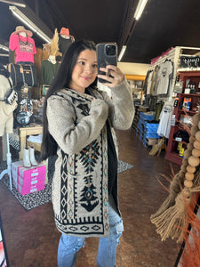 Aztec Sweater Hooded Cardigan