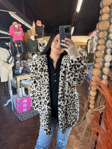 Leopard Print Sherpa Jacket