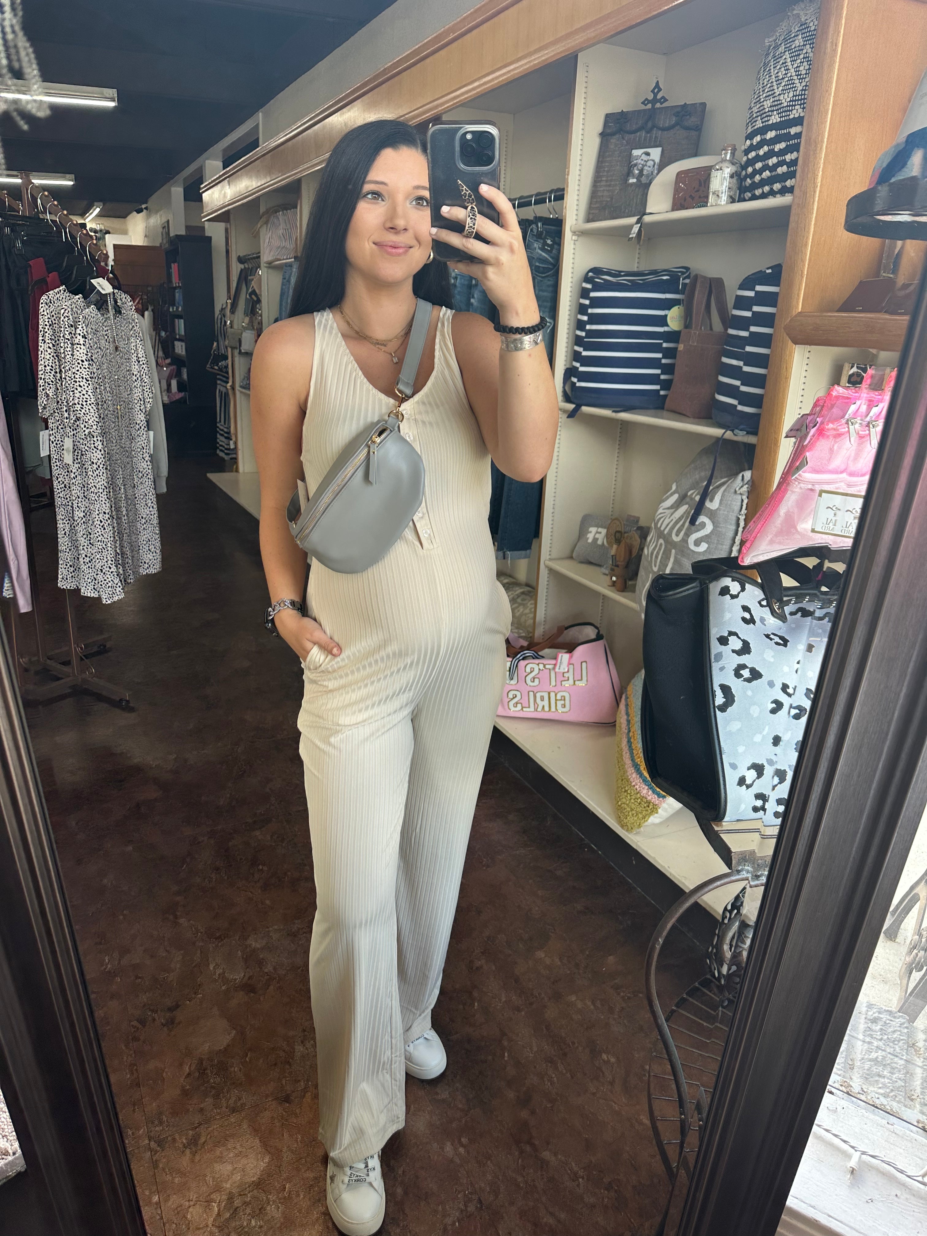 Ribbed Jumpsuit- Apricot